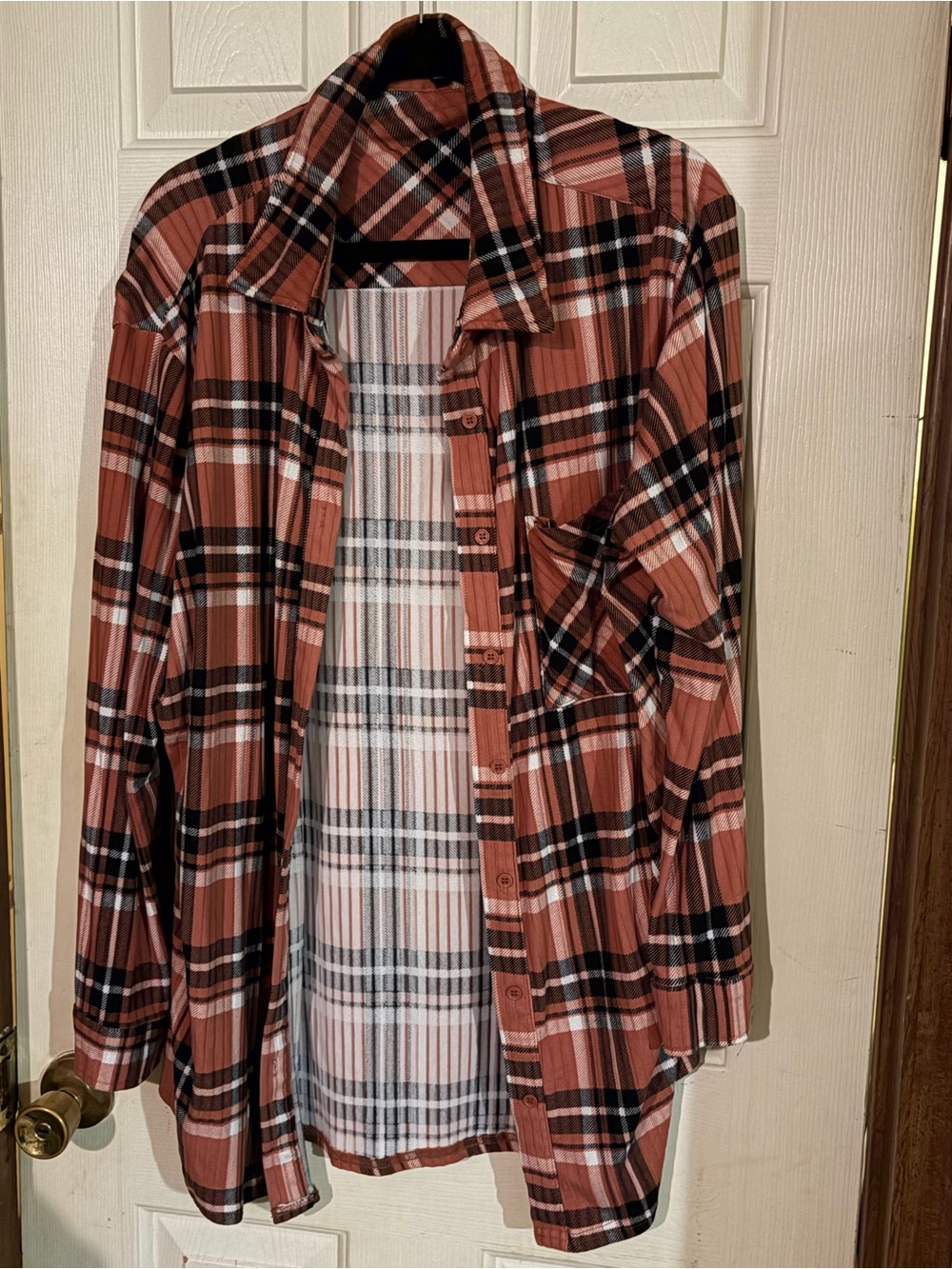 Miss Lili Men's Rust Plaid Button-Down Shirt